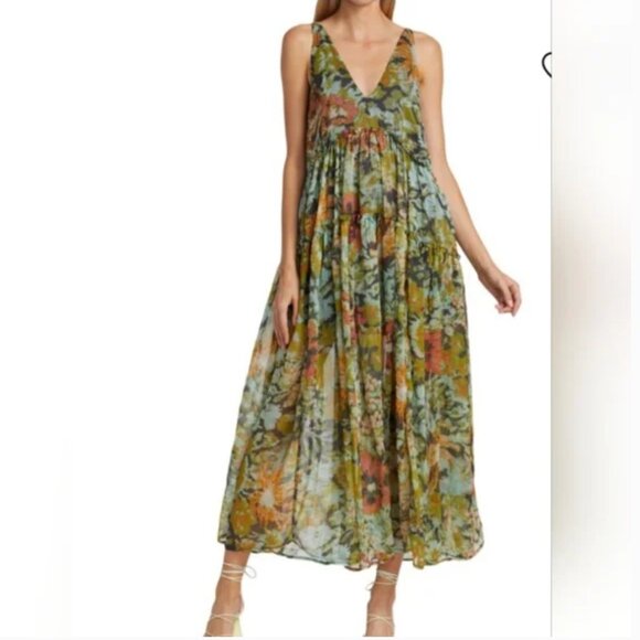 Free People Julianna Misty Maxi Open Back Dress Oversized size L - Picture 7 of 12